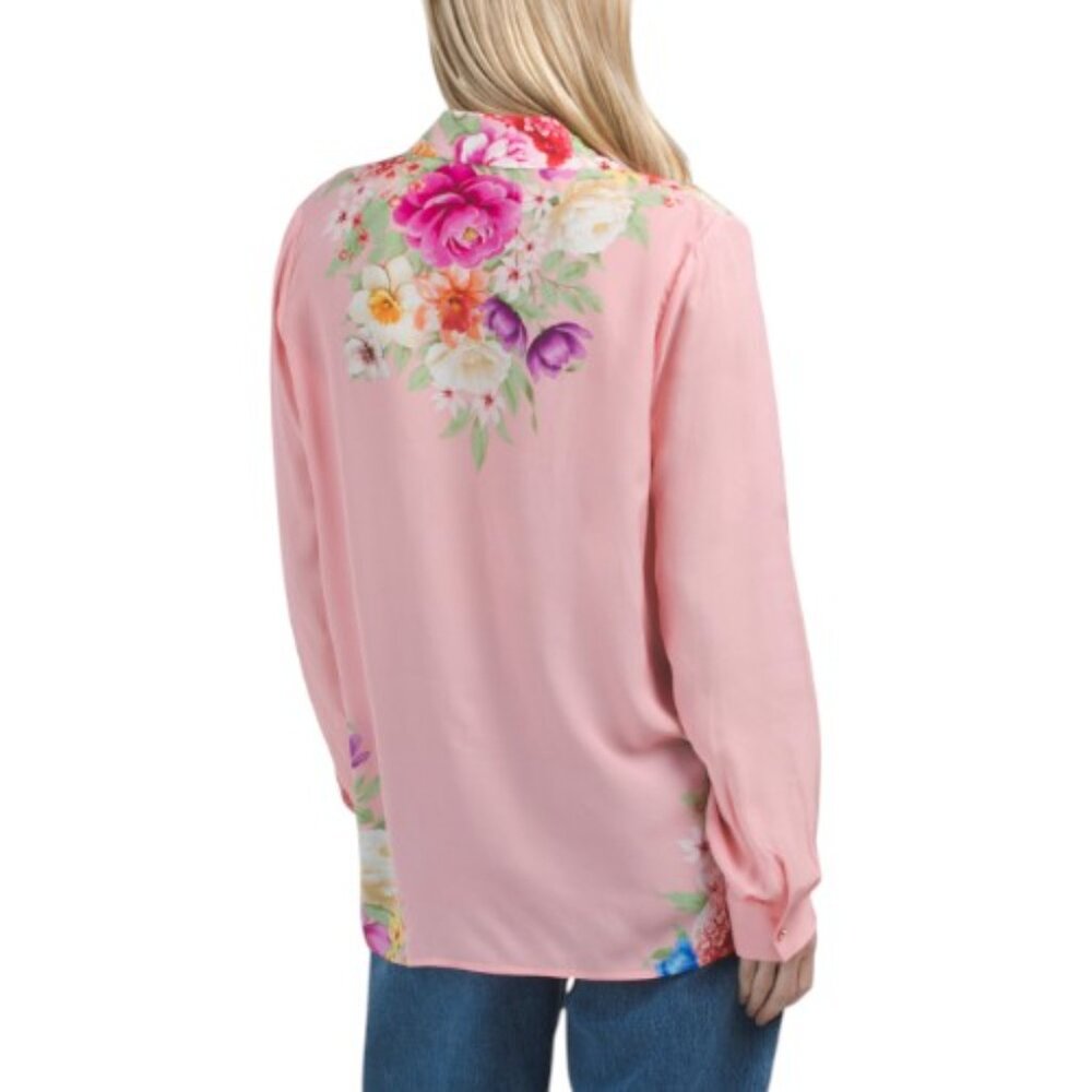 ELIE TAHARI The Madeline Diamond Floral Printed Blouse - Picture 2 of 4